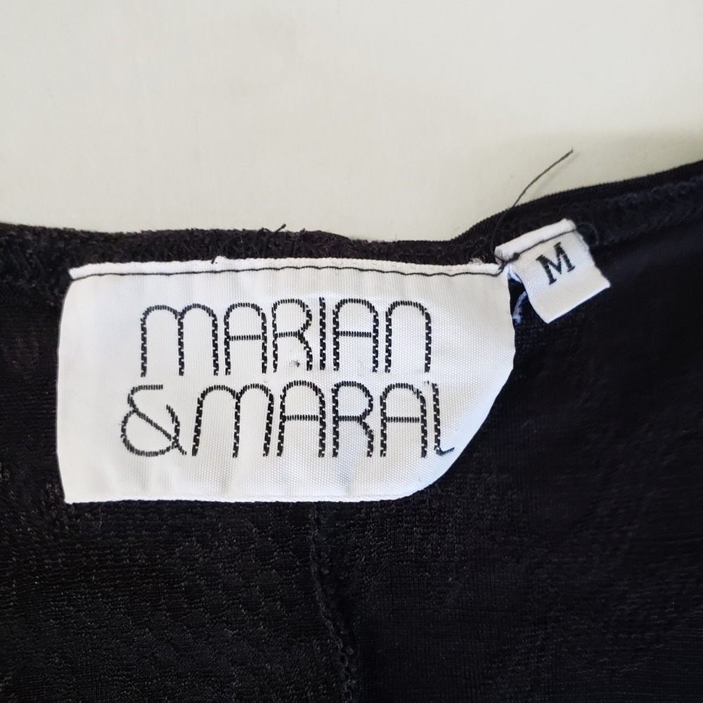 Marian‎ & Maral Mini Dress Womens Medium Black Floral Damask 90s Vintage Boho - Picture 5 of 6